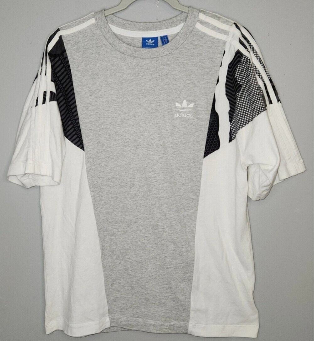 Adidas Originals LA Boxy Trefoil T Shirt Mens S White Gray